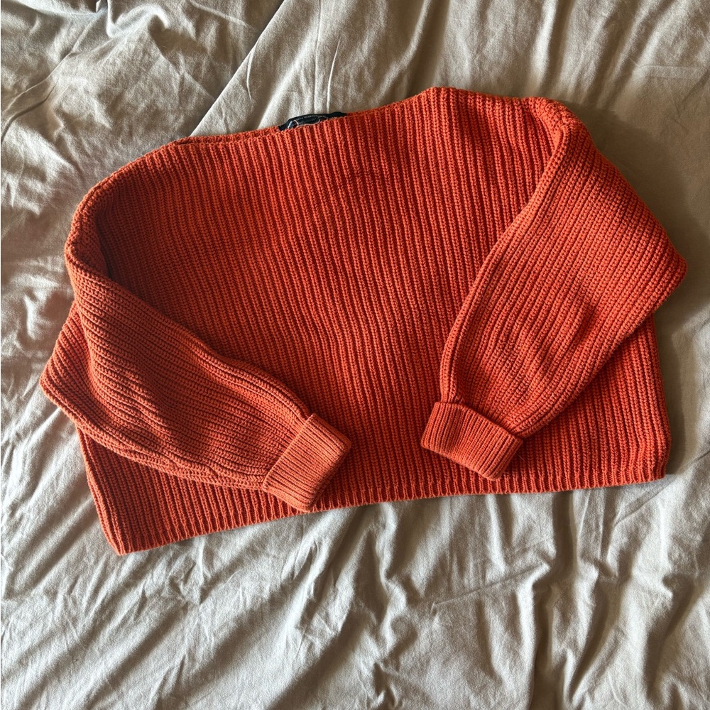 Orange-Red wide crop French Connection sweater cotton